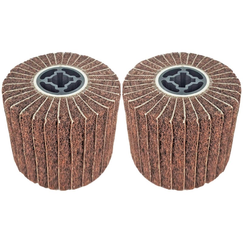 JONAS C 2 Pcs 120 Grit Burnishing Polishing Wheel Drum, 4.7" x 4" Abrasive Drawing Wheel Drum, Flap Sanding Drum, Surface Conditioning Tool Drum for Metal, Wood, Plastic - Image 2
